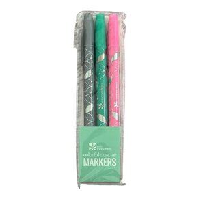 Erin Condren Colorful Dual-Tip Markers Set of 3 Peony Pink Seafoam Green Gray